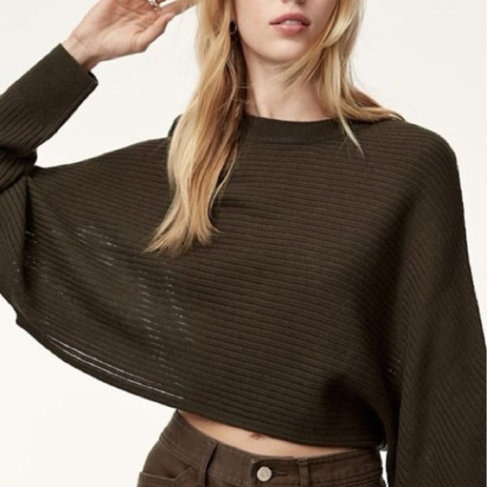 ARITZIA | Wilfred Lolan Cropped Oversized Sweater in Olive Green S